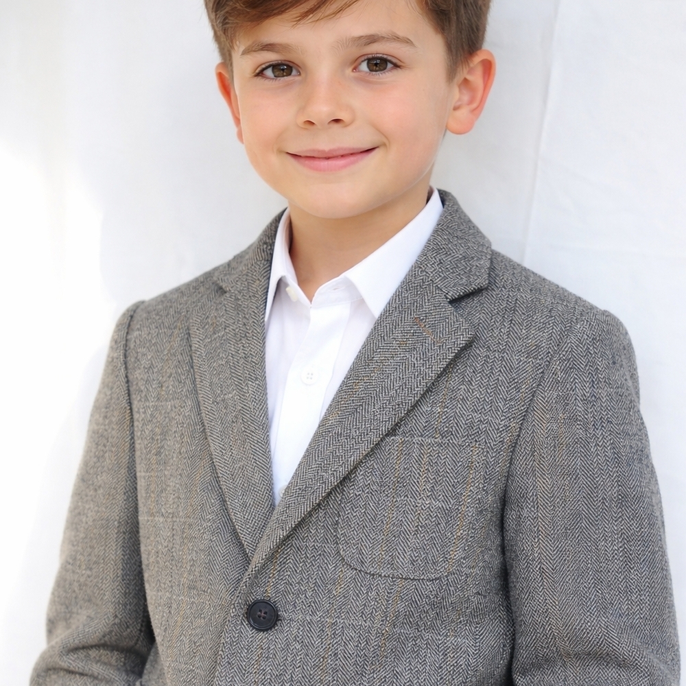 English Laundry Boy's Tweed Jacket with Blue Patches
